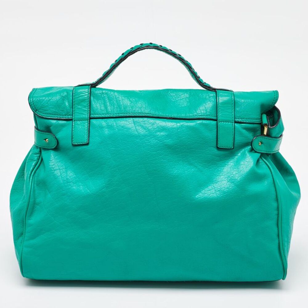 Mulberry Green Leather Alexa Flap Top Handle Bag - Picture 4 of 7